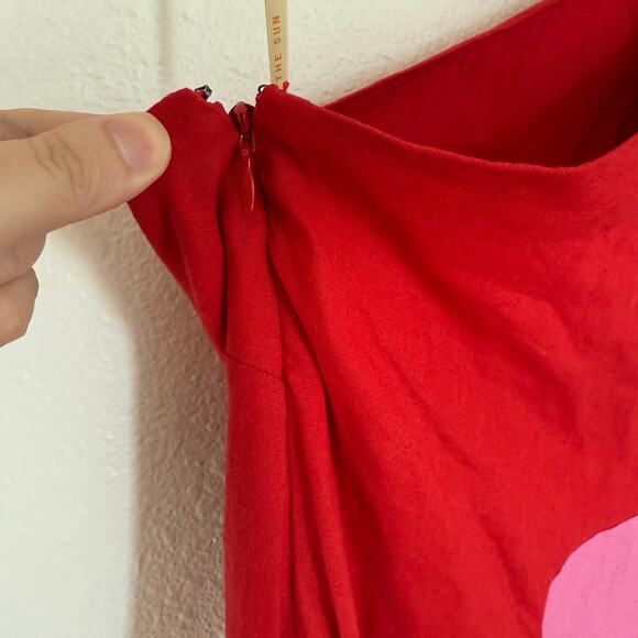 NWT FARM Rio Cutout Flower Midi Dress in Red Small - Picture 8 of 15